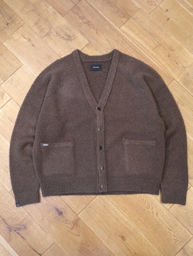 DELUXE ブラック ニットカーディガン 裾丸Vネックニットカーディガン レディース(M ブラック): 東京